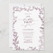 Elegant Modern Leaf Bourgogne 50ste verjaardag Kaart (Voorkant)