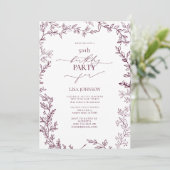 Elegant Modern Leaf Bourgogne 50ste verjaardag Kaart (Staand voorkant)