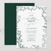 Elegant Modern Leaf Emerald Green 50ste verjaardag Kaart (Voorkant / Achterkant)