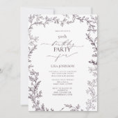 Elegant Modern Leaf Plum Paarse 50e Verjaardag Kaart (Voorkant)