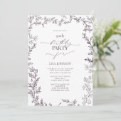 Elegant Modern Leaf Plum Paarse 50e Verjaardag Kaart (Staand voorkant)