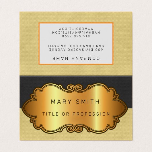 Elegant modern lederen goud visitekaartje (Buitenkant ongevouwen)