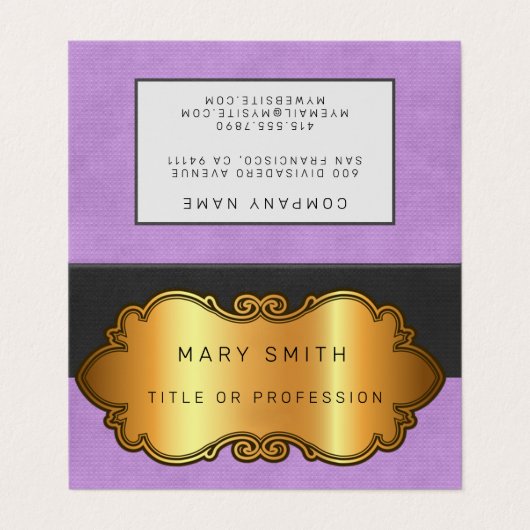 Elegant modern lederen goud visitekaartje (Buitenkant ongevouwen)