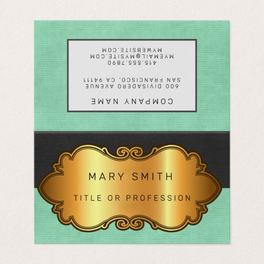 Elegant modern lederen goud visitekaartje (Buitenkant ongevouwen)