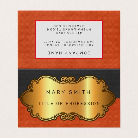 Elegant modern lederen goud visitekaartje (Buitenkant ongevouwen)