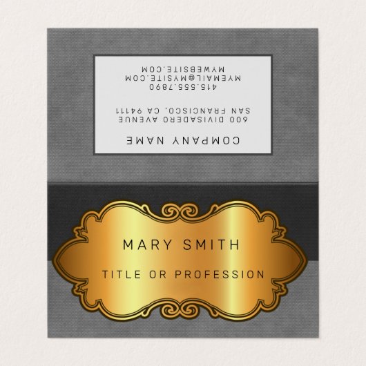 Elegant modern lederen goud visitekaartje (Buitenkant ongevouwen)