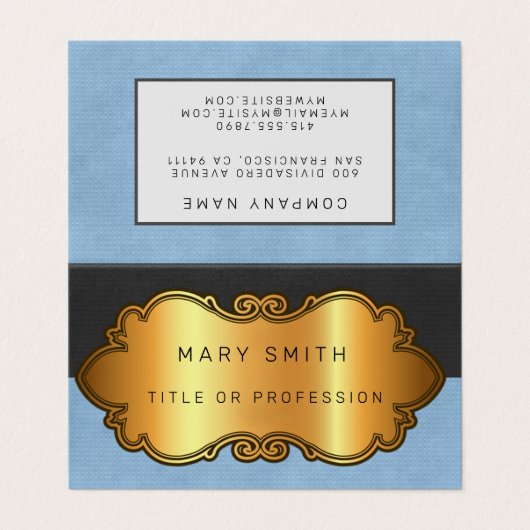 Elegant modern lederen goud visitekaartje (Buitenkant ongevouwen)