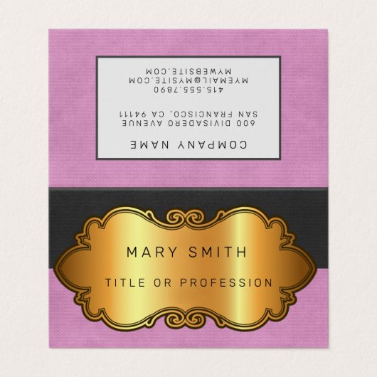 Elegant modern lederen goud visitekaartje (Buitenkant ongevouwen)