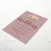 Elegant Modern Licht Roze Pioen Stoffig Roos Bruil Folie Uitnodiging (Gedraaid)