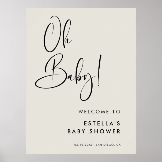 Elegant & modern licht salie groen Oh Baby Poster (Voorkant)