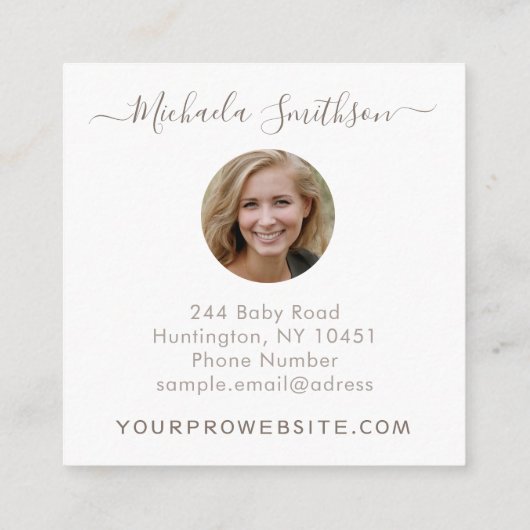 Elegant modern lichtgewicht Sjabloon pasgeboren fo Vierkante Visitekaartje (Achterkant)