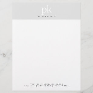 Elegant modern lichtgrijs minimalistisch monogram briefhoofd