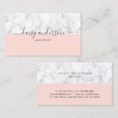 Elegant modern lichtroze en marmer visitekaartje (Voorkant / Achterkant)