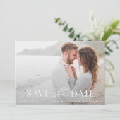 Elegant modern Light Blue & White Photo Wedding Save The Date (Staand voorkant)