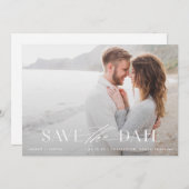 Elegant modern Light Blue & White Photo Wedding Save The Date (Voorkant / Achterkant)
