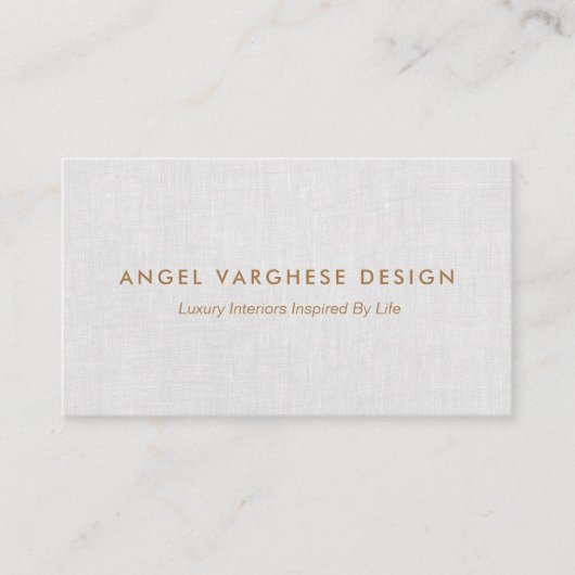 Elegant Modern, Light Grey Linen Professional Visitekaartje (Voorkant)