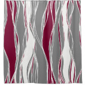 Elegant, modern, lijnen, golven, grijs, Bourgogne Douchegordijn (Voorkant)