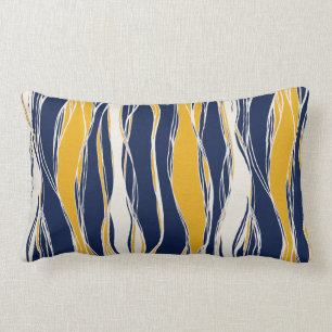 Elegant, modern, lijnen in blauw en geel kussen