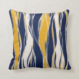 Elegant, modern, lijnen in blauw en geel kussen