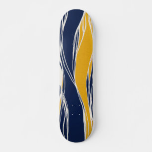 Elegant, modern, lijnen in blauw en geel persoonlijk skateboard