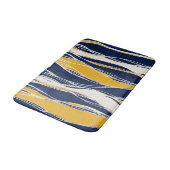 Elegant, modern, lijnen in marineblauw en geel badmat (Gekanteld)
