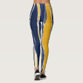 Elegant, modern, lijnen in marineblauw en geel leggings (Achterkant)