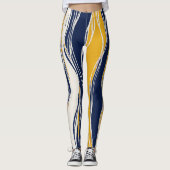 Elegant, modern, lijnen in marineblauw en geel leggings (Voorkant)