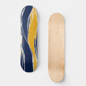 Elegant, modern, lijnen in marineblauw en geel persoonlijk skateboard (Voorkant)