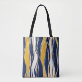 Elegant, modern, lijnen in marineblauw en geel tote bag (Voorkant)