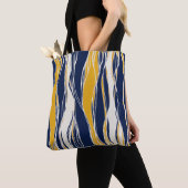Elegant, modern, lijnen in marineblauw en geel tote bag (Dichtbij)