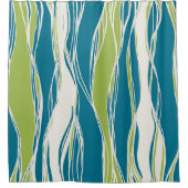 Elegant, modern, lijnen, pastel blauwgroen, groen, douchegordijn (Voorkant)