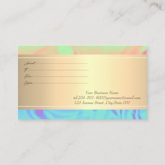 Elegant modern Lijst Confetti Ombre Holographic Kortingskaartje (Achterkant)