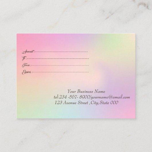 Elegant modern Lijst, Gold Confetti Holographic Kortingskaartje (Achterkant)