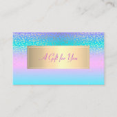 Elegant modern Lijst, Gold Confetti Holographic Kortingskaartje (Voorkant)