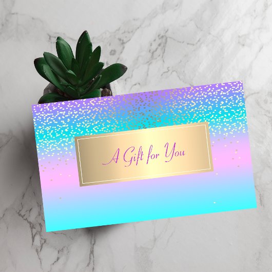 Elegant modern Lijst, Gold Confetti Holographic Kortingskaartje