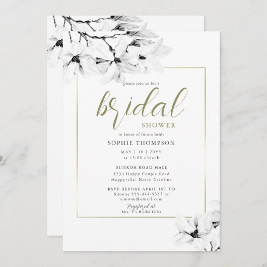 Elegant modern Lijst Magnolia Floral Vrijgezellenf Kaart (Voorkant / Achterkant)