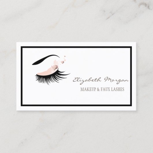 Elegant modern Lijst, Makeup, Faux Lashes Visitekaartje (Voorkant)