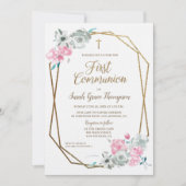 Elegant modern Lijst Waterverf Eerste Communie Kaart (Voorkant)