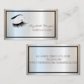 Elegant modern Lijst, zilver, Makeup, Faux Lashes Visitekaartje (Voorkant / Achterkant)