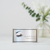 Elegant modern Lijst, zilver, Makeup, Faux Lashes Visitekaartje (Staand voorkant)