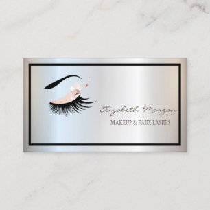 Elegant modern Lijst, zilver, Makeup, Faux Lashes Visitekaartje
