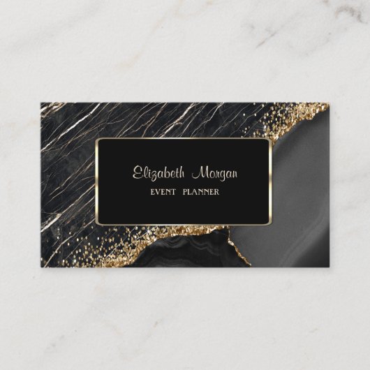 Elegant modern Lijst, zwarte marmer Gold-sequins Visitekaartje (Voorkant)