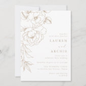 Elegant Modern Line Art Floral Wedding Kaart (Voorkant)