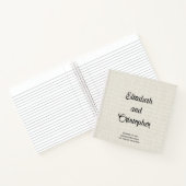 Elegant modern linen Script Wedding Guest Book Notitieboek (Binnen)