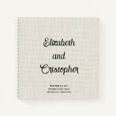 Elegant modern linen Script Wedding Guest Book Notitieboek (Voorkant)