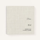 Elegant modern linen Wedding Guest Book Notitieboek (Voorkant)
