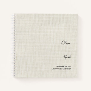 Elegant modern linen Wedding Guest Book Notitieboek