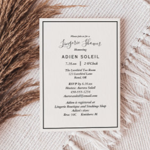 Elegant Modern Lingerie Shower Invitation Kaart