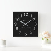 Elegant Modern Lively Silver Stars over zwarte klo Vierkante Klok (Huis)