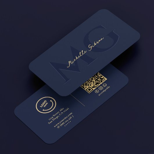 Elegant Modern Logo Dark Navy Professional Visitekaartje